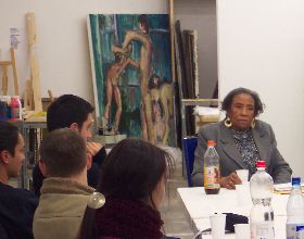 Amelia Boynton Robinson mit Zuhörern